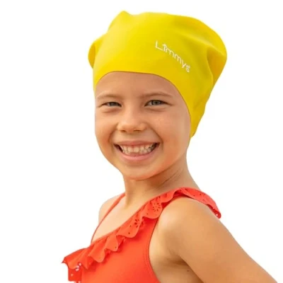 Immagine di Limmys Cuffia Piscina Bambini per Capelli Lunghi, Trecce, Dreadlocks Nuoto 100% Silicone di Qualità Superiore, Elastica e Comoda Disponibile in Diversi Colori (Gialla)