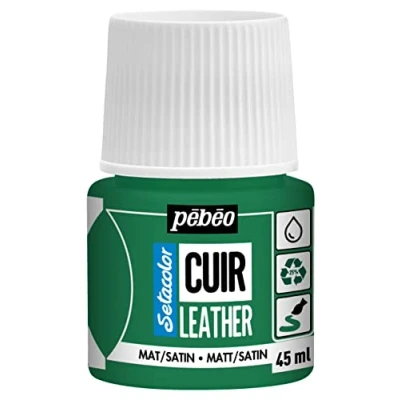 Immagine di Pébéo Setacolor pelle Vernice acrilica per e similpelle Personalizzazione di borse, scarpe, sneaker Resistente a graffi, pieghe abrasioni Finitura opaca/satinata Verde cactus 45 ml