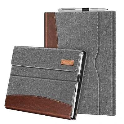 Immagine di FINTIE Custodia per Microsoft Surface Pro 7+ / 7 6 5/ 4 3 [Multi angli] Portfolio Business Cover con Tasca, Compatibile Tastiera Type, Grigio/Marrone
