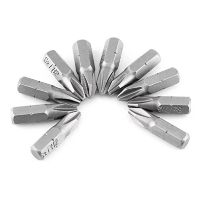 Immagine di 10 Punte Magnetiche per Cacciavite, Lunghezza 25 mm, Codolo Esagonale In Lega di Acciaio S2, PH2 a Croce