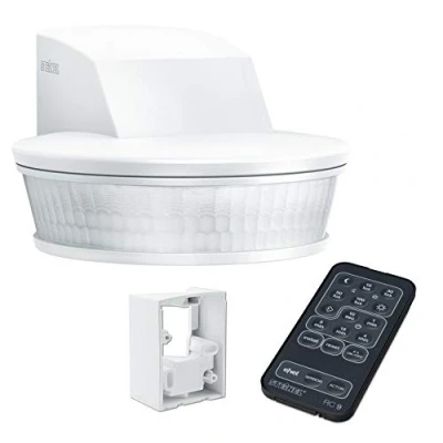 Immagine di Steinel sensore di movimento sensIQ S bianco 2000W, angolo rilevamento 300, raggio d&#039;azione 20m, anti furto, supporto ad a parete, telecomando