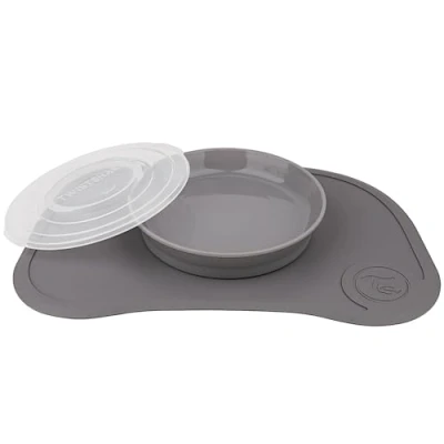 Immagine di TWISTSHAKE Tovaglietta con click e piatto Mini da 6 mesi, grigio pastello