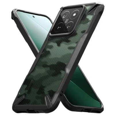 Immagine di Ringke Fusion X Compatibile con Cover Xiaomi 14, Case Disegni Camuffare Antigraffio Retro Rigido Robusto TPU Antiurto Paraurti Camo Black