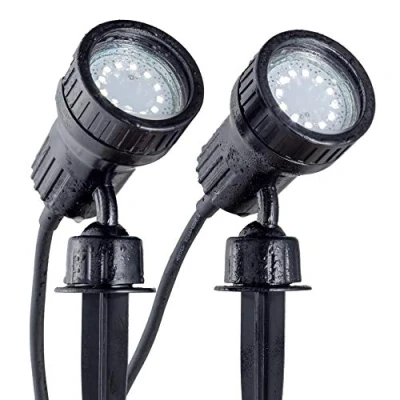 Immagine di B.K.Licht Set da 2 faretti LED per esterni, luci giardino orientabili, illuminazione con picchetto o parete, colore nero, include lampadine 3W 230 V GU10 IP44