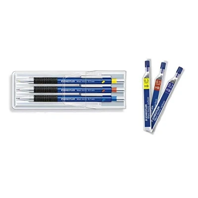 Immagine di Staedtler, set di 3 portamine Marsmicro 0,3 0,7, colorati, con mine ricarica HB 0,3. 0,5 e 0,7