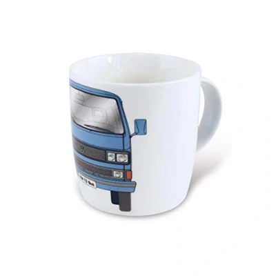 Immagine di Brisa VW Collection Volkswagen tazza in ceramica da tè, caffè, latte, cappuccino, per colazione, Campervan T3 Bus design (Bus classico/Blu/370ml)