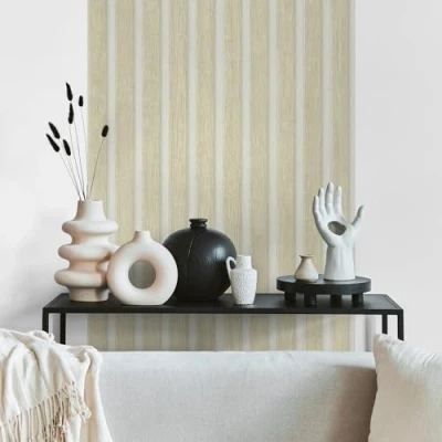 Immagine di A.S. Création Carta da parati autoadesiva Pannelli di legno scandinava beige bianco 3D effetto 0,52 x 2,5 m Made in Germany