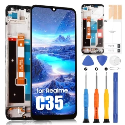 Immagine di LCD Display per Realme C35 Schermo RMX3511 Touch Screen Digitizer Full Assembly con Riparazione Kit (6,6&quot;, Nero Cornice)