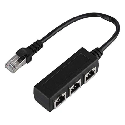 Immagine di Goshyda Adattatore per Cavo Ethernet, di prolunga Ethernet Splitter connettore trasferimento da 1 Maschio a 3 Femmina, Collegamento Un più Lungo