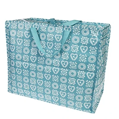 Immagine di Borsa portaoggetti con cerniera di grandi dimensioni, forte e resistente, 55 x 48 28 cm, 70 l, disponibile in vari motivi (blu simboli dell’amicizia)
