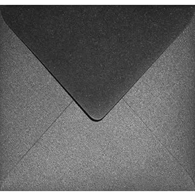 Immagine di Netuno 25 buste da lettera quadrate colore nero perlato 153x 153 mm 120g Aster Metallic Black perlate colorate effetto perlescente di lusso per partecipazioni biglietti auguri