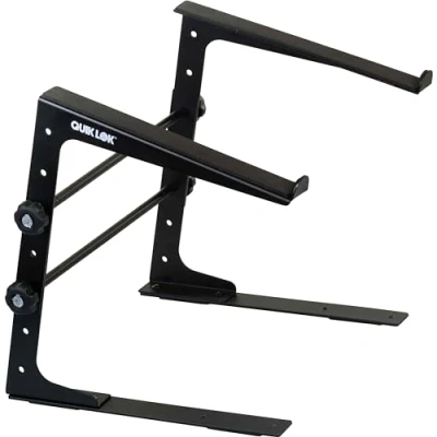 Immagine di QUIK LOK LPH/009 Supporto da Tavolo Multifunzione e Modulare, Base con Piastre 30,5 cm x 3 cm, Strisce in Gomma, due Morsetti Dotazione, Altezza Regolabile, Acciaio, Colore Nero