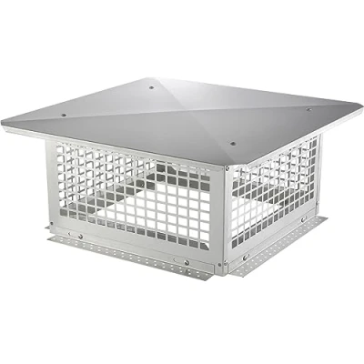 Immagine di VEVOR Tappo per Canne Fumarie da Tetto in Acciaio Inossidabile Base Quadrata Accessori Inclusi, Coperchio Comignolo Camino Antipioggia Esterno 432x432 mm Inox,