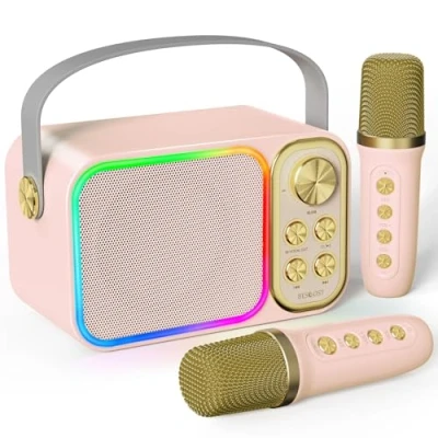 Immagine di BESCOST Karaoke con 2 Microfono Wireless,Karaoke per Bambini 7 Effetti Sonori,Microfono Luce LED,Karaoke Professionale Completo,Cassa Bluetooth Idea Regalo