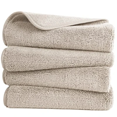 Immagine di Polyte asciugamano mani premium in microfibra anti pelucchi ad asciugatura rapida beige 40 x 76 cm set 4 pezzi
