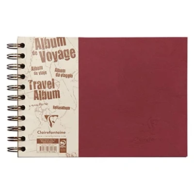 Immagine di Clairefontaine 781162C Album da Viaggio, 80 pagine/ 40 fogli foderati e neri A5 Cherry 120 g / m²