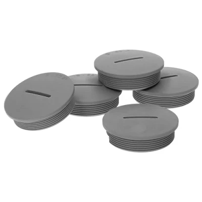 Immagine di Kalitec G4525200 M25 Set di 5 tappi ciechi in plastica, rotondi, colore grigio, diametro 32 mm, M25, ciechi, antipolvere e impermeabili, IP65