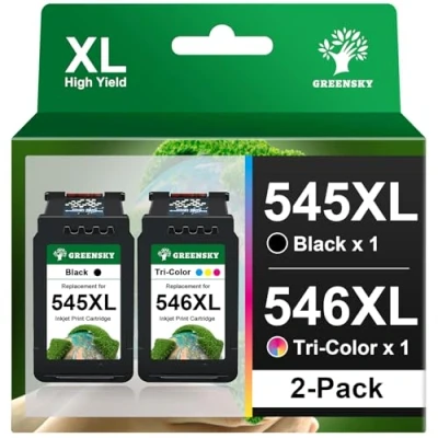 Immagine di GREENSKY Compatibile Cartucce d&#039;inchiostro Sostituzione per Canon 545 546 XL Pixma MG2550 MG2550S TR4550 TS3150 TS3151 MX495 MG3050 MG3051 MG2950 iP2850 TS3350(1 Nero, 1 Tri Colore)