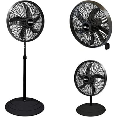 Immagine di BAKAJI Ventilatore a Colonna Piantana Potenza 55W in Acciaio e PP, Diametro Pale 40cm Griglia da 50cm, 3 Velocità Selezionabili Altezza regolabile Oscillazione Orizzontale (Nero 1)
