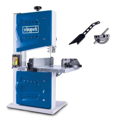 Immagine di Scheppach Sega a nastro HBS25 altezza di passaggio 80 mm velocità taglio 880 m/min regolazione del tavolo 0 45 ruota 200 lunghezza 1400 Include calibro