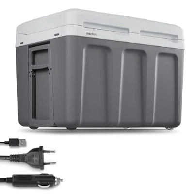 Immagine di MEDION Frigorifero portatile con funzione riscaldamento (elettrico, 2 in 1 raffreddamento e riscaldamento, 40 litri, connessione 3 5V USB, adattatore per auto 230V 12V, auto, camion
