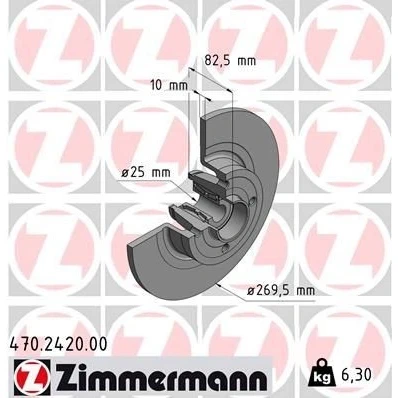 Immagine di ZIMMERMANN 470.2420.00 Disco freno 270 10 4/4 4 100 pieno con cuscinetto ruota, anello sensore ABS RENAULT: SCENIC 2, MEGANE 2 Kombi