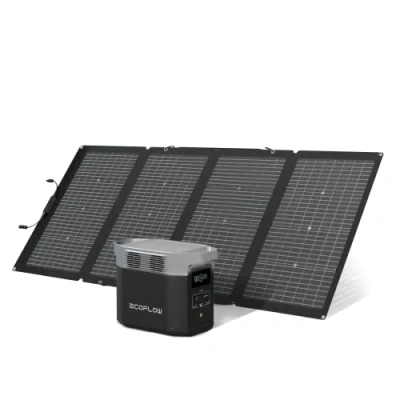Immagine di Generatore solare EcoFlow DELTA2 e 220W pannello solare, capacità espandibile da 1 a 3 kWh, batteria LFP, centrale elettrica portatile per alimentazione domestica di emergenza, campeggio camper