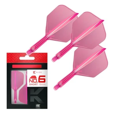 Immagine di Target Darts K Flex Integrated Dart Flight And Shaft, N. 6 Rosa (Corto) Confezione da 3 6, Kflex, voli per Freccette di precisione 2 in 1 e Stelo