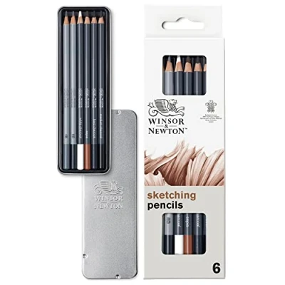 Immagine di Winsor &amp; Newton matite Scatola In Metallo, Set di 6 da disegno, ‎1 Unità (Confezione 6)