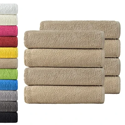 Immagine di NatureMark Confezione da 8 asciugamani in spugna, 50 x 100 cm, 100% cotone, di colore Sabbia beige