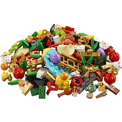 Immagine di LEGO 40605 Sacco di plastica cinese per capodanno lunare VIP, confezione da aggiungere in con mattoni divertenti e pezzi casuali, tra cui bacchette conigli