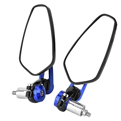 Immagine di Qiilu 7/20,3 cm 22 mm Universale Specchio Retrovisore CNC Alluminio Rotazione di 360 Staffa Vista Laterale Specchi per Manubrio Moto Ovali [blu]