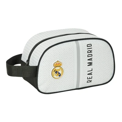 Immagine di Safta Real Madrid 1ª attrezzatura 24/25 borsa scuola per bambini media con manico, bambini, adattabile al carrello, facile da pulire, comoda e versatile, 26 x 12 15 cm, colore: