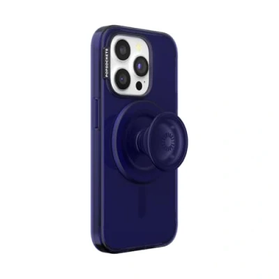 Immagine di PopSockets custodia per iPhone 15 Pro con impugnatura rotonda compatibile MagSafe, Pro, ricarica wireless, blu navy