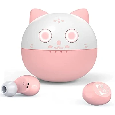 Immagine di Cuffie Bluetooth rosa Auricolari senza fili per cartoni animati ragazze Bambini Donne 36 ore Tempo di gioco IPX6 Display a LED impermeabili Wireless stereo HiFi 3D, iPhone Android…