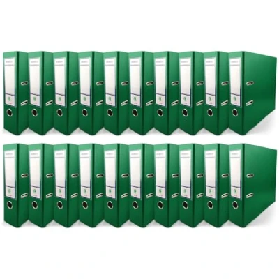 Immagine di Netuno 20 raccoglitore cartone ecologico riciclato verde a 2 anelli A4 dorso 8 cm faldone portadocumenti per ufficio scuola archivio