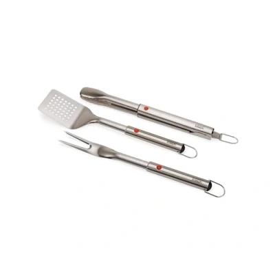 Immagine di Joseph GrillOut Set di Utensili per BBQ in Acciaio Inox 3 Pezzi, Paletta, Pinze e Forchetta, Manico Regolabile, Occhielli Appendere