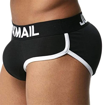 Immagine di JOCKMAIL slip da uomo con sottogonna intima ciclismo atletico in cotone hip up, intimo push up Cup Nero M