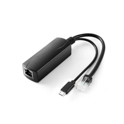 Immagine di Revotech Splitter PoE Attivo 5V/3A Micro USB Plug, Uscita da 48V a 5V/3A, 10/100Mbps Conforme IEEE802.3af/at, Adattatore per Dispositivi USB, Pi 3B/3B+ (USB0503)