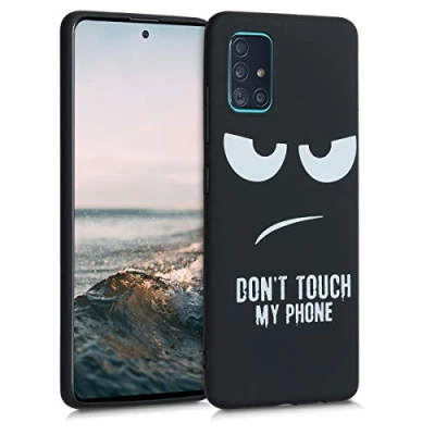 Immagine di kwmobile Cover Compatibile con Samsung Galaxy A51 Custodia in Silicone TPU Protettiva Soft Case Don&#039;t touch my phone bianco/nero