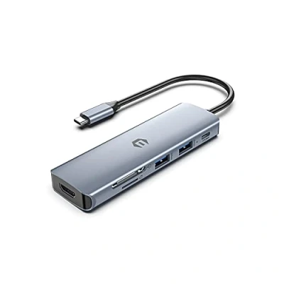 Immagine di Qhou Hub USB C per MacBook M1/M2, 6 in 1 Type con 2 x 3.0, HDMI, PD, SD/TF compatibile laptop/PC/tablet/mouse/tastiera