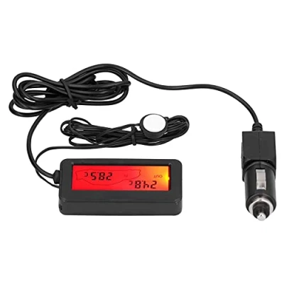 Immagine di Termometro Digitale a Led Dc12v Mini per Auto Misuratore di Temperatura Elettronico Strumento Misurazione Interni ed Esterni(rosso)
