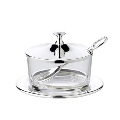 Immagine di EDZARD Bicchiere da parmigiano Sublime (altezza 12 cm), placcato in argento, con sottovaso e cucchiaio