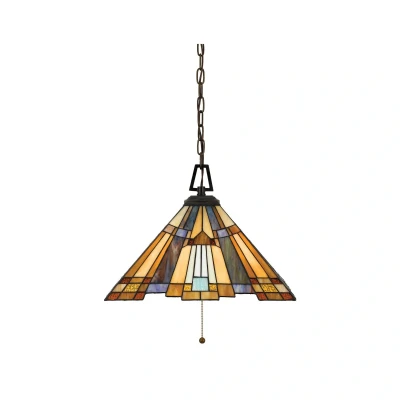 Immagine di QUOIZEL Lampada a sospensione Inglenook Tiffany con catena