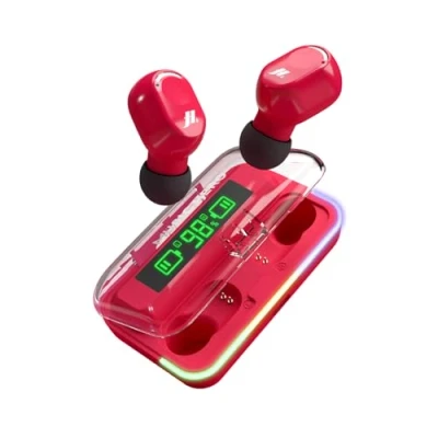 Immagine di Music Hero auricolari TWS wireless con custodia di ricarica, schermo LCD, microfono integrato, musica e chiamate per 3 ore, comandi touch, rosa