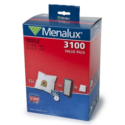Immagine di Menalux 3100VP Confezione risparmio per aspirapolvere Miele S4 / S6 comprendente 15 sacchetti 1 filtro HEPA F 311/3 filtri motore