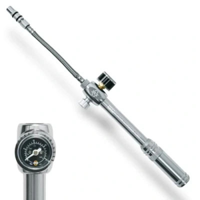 Immagine di SKS GERMANY MSP pompa (Mountain Suspension Pump), ad aria per bicicletta (con tubo flessibile in acciaio svitabile, pressione massima: 20 bar / 290 PSI, attacco valvola: AV), argento