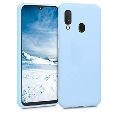 Immagine di kwmobile Custodia Compatibile con Samsung Galaxy A20e Cover Back Case per Smartphone in Silicone TPU Protezione Gommata blu chiaro matt