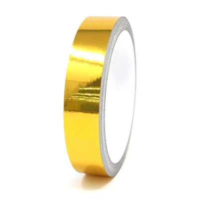 Immagine di 8,5m Strisce adhesive effetto cromo decorative per auto moto barca e modellismo in vari colori autoadesive Lunghezza (20mm, Oro cromato)