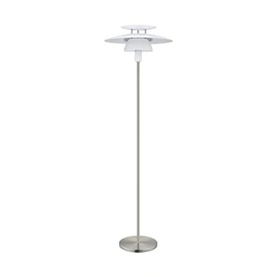 Immagine di Eglo Brenda Lampada a stelo 1 luce, materiale: acciaio, attacco E27. con interruttore pedale, in nichel opaco, bianco